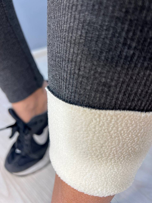 Лосини жіночі Ластівка 5247 рубчик широкий пояс утеплені на хутрі сірі, сірий, L Київ - фото 4