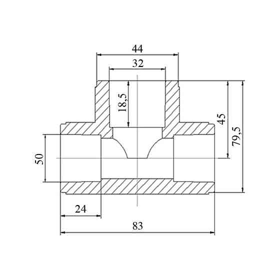 Тройник PPR Blue Ocean 50х32х50 редукционный Киев
