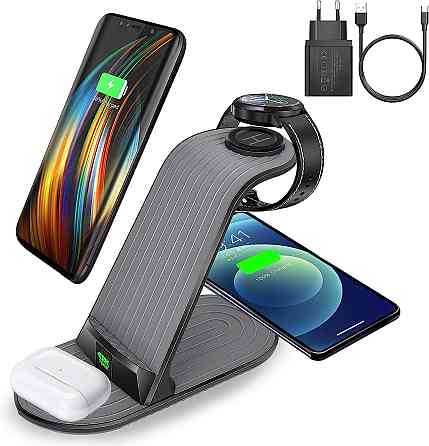 Безпровідна зарядка для телефону TOPHK 15W 4в1 Луцк