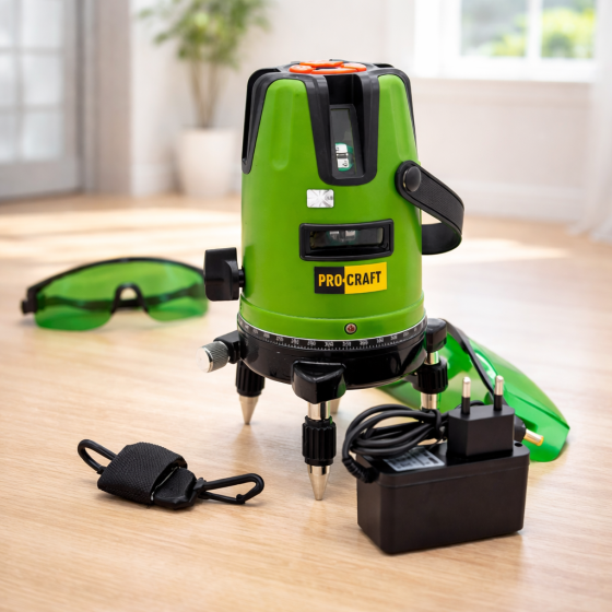 Лазерний рівень Procraft LE-5D з зеленим діодом,Професійний лазерний рівень для будівництва АКБ 2шт Львів