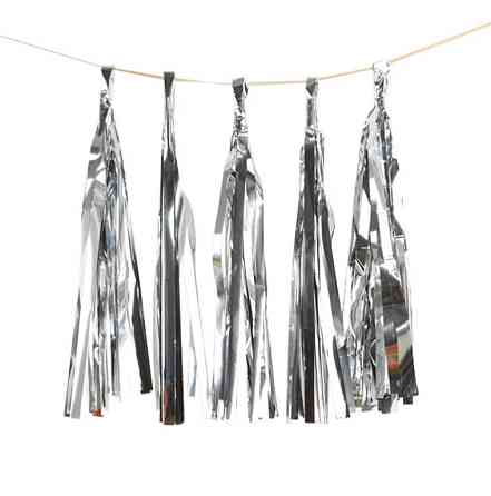 Кисточки тассел бумажные гирлянды 5 шт 35 см серебристый Киев
