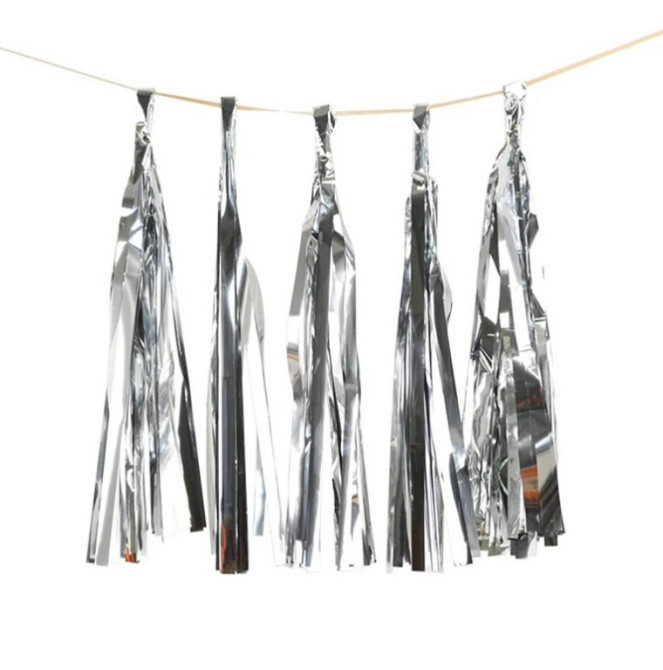 Пензлики тасел паперові гірлянди 5 шт 35 см сріблястий Київ - фото 3