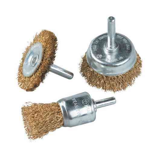 Щітки з латуньованого рифленого дроту зі стрижнем 3 шт (торц. 25/50 мм, диск. 50 мм) Харків