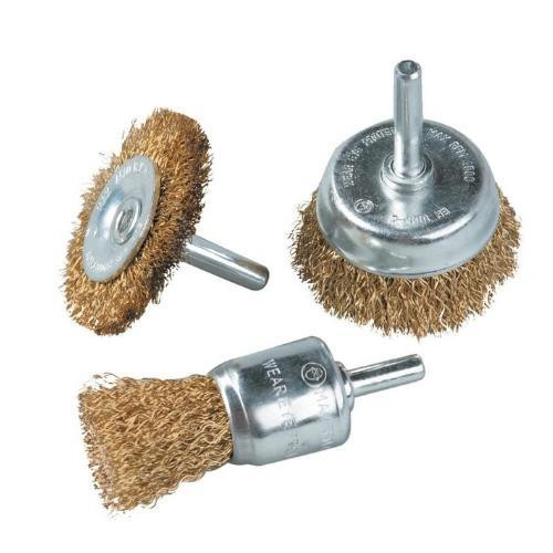 Щітки з латуньованого рифленого дроту зі стрижнем 3 шт (торц. 25/50 мм, диск. 50 мм) Харків - фото 1