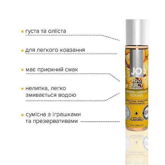 Змазка на водній основі JO H2O — Juicy Pineapple (30 мл) без цукру, рослинний гліцерин Sex Aura Київ