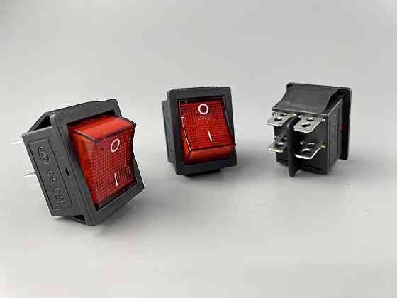 Перемикач клавішний червоний, 25 ммх31мм, 4 ніжки Мукачево