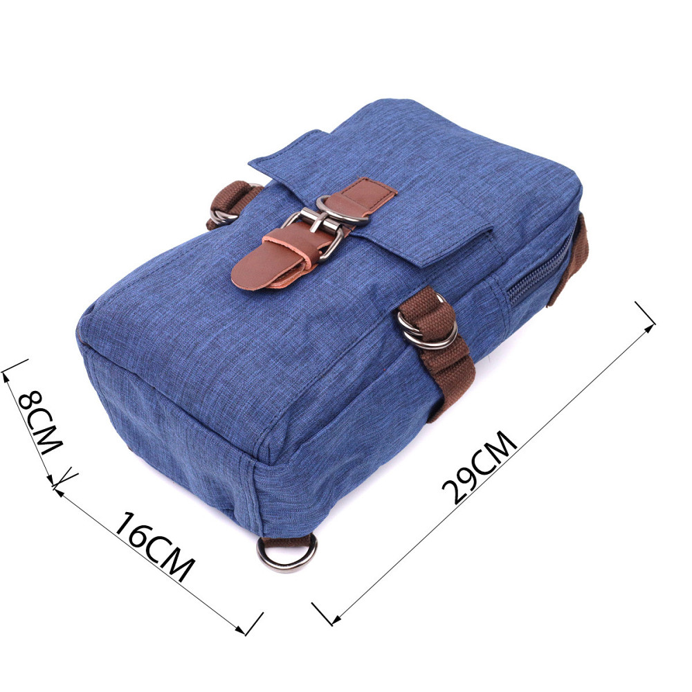 Интересная плечевая сумка для мужчин из плотного текстиля Vintage 22190 Синий Киев - изображение 4