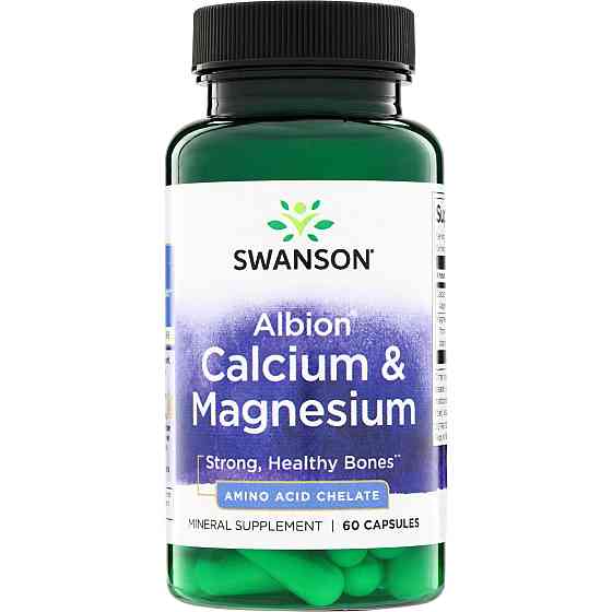 Кальций и Магний Swanson Albion® Calcium & Magnesium, 60 Capsules Луцк