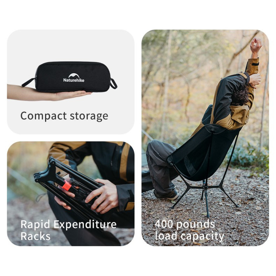 Стілець складаний ультралегкий Naturehike CNK2550JJ013 Yamami YL01, розмір М, алюміній, оливковий Київ - фото 11