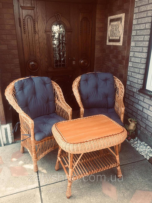 Столик та крісла з лози з накидками Київ - фото 2