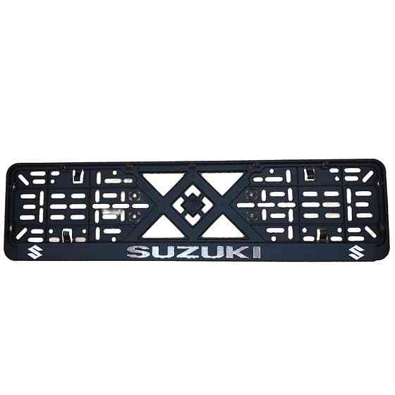 Рамка номерного знаку хром надпис Suzuki пластик чорна 1шт Киев