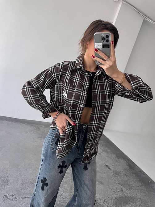 Женская рубашка в клетку (с накатом) 48-50, клетка 34 Одесса - изображение 2