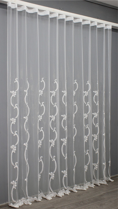 Тюль VR-Textil 1416т Фатин з вишивкою Білий 300х270 см (42-0212) Київ - фото 3