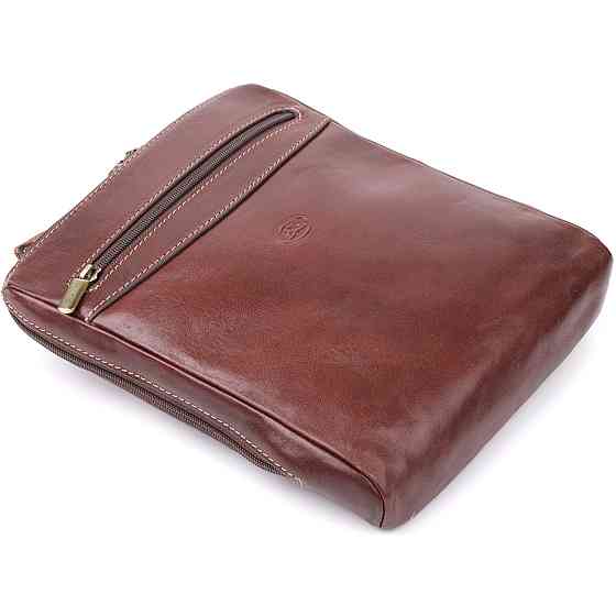 Стильна чоловіча сумка через плече з гладкої натуральної шкіри Tony Perotti 20854_1 (9137-20 moro) Коричневий Київ