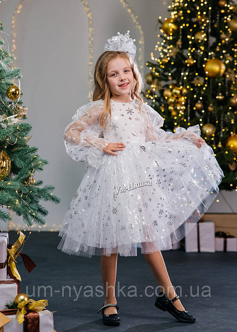 Платье Снежинка нарядное белое платье со снежинками Кривой Рог - изображение 1