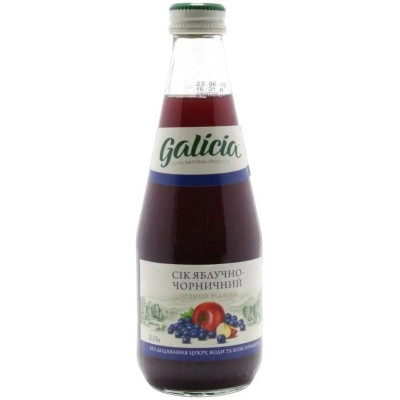 Сік Galicia Яблучно-чорничний прямого віджиму неосвітлений 300 мл с/б (4820209560183) Вінниця - фото 1