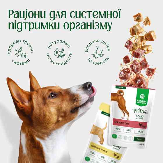 Nature's Protection Prime Immunity Support Adult Dogs Chicken and Lamb Вологий корм для собак для зміцнення імунітету з куркою і ягням, 500 г Київ