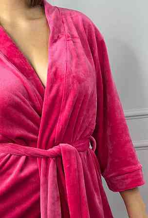 Халат жіночий плюш велюр під пояс Малиновий XL Харків
