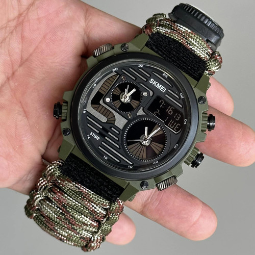 Часы наручные SKMEI 2202CMGN, PARACORD, GREEN CAMO, Compass, термометр, свисток, кресало, 10349 Днепр - изображение 3