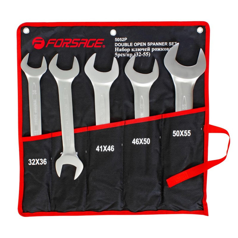 Набір ключів ріжкових, 5пр. (32х36, 36х41, 41х46, 46х50, 50х55мм), на полотні Одеса - фото 1