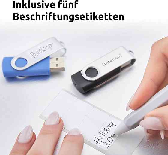 Флешка Intenso Office Line 5×64 ГБ рожевий USB 3.2 Gen1 до 70 МБ/с металева підвіска етикетки Київ