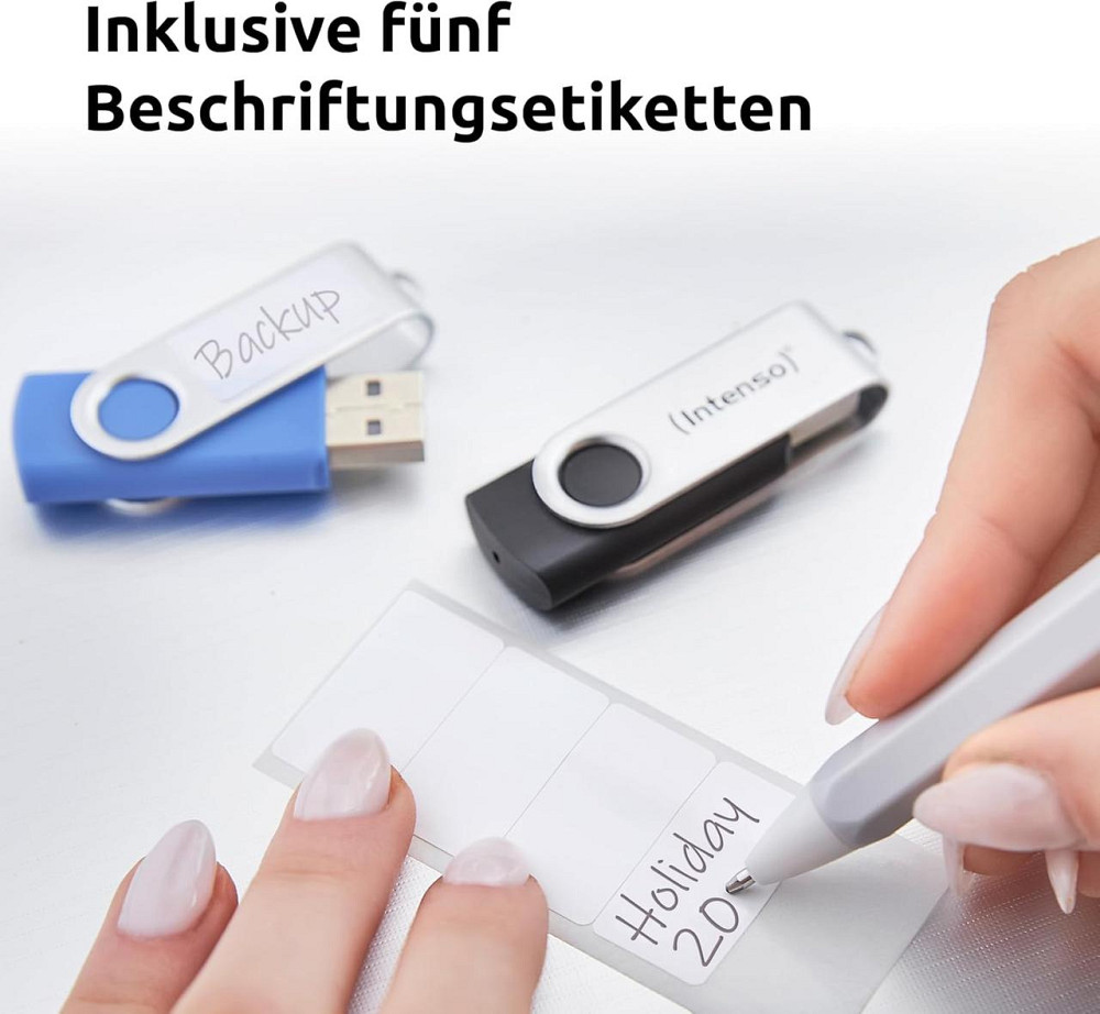Флешка Intenso Office Line 5×64 ГБ розовий USB 3.2 Gen1 до 70 МБ/с металлическая подвеска этикетки Киев - изображение 2