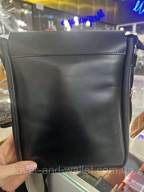 Мужская сумка мессенджер из натуральной гладкой кожи черного цвета PS Leather Киев - изображение 7