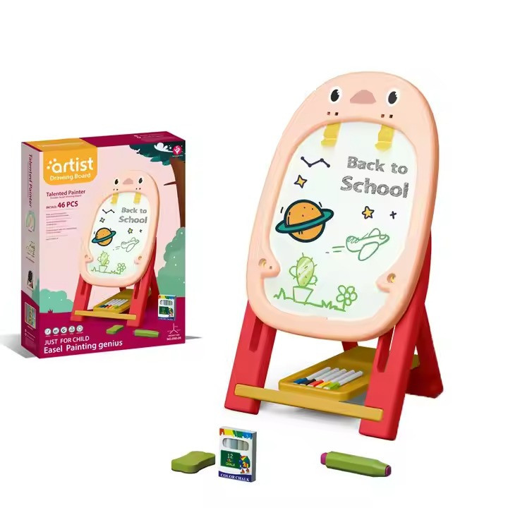 Магнітна дошка мольберт, підлоговий, дитячий на ніжках CJ-2228207, рожевий Кам'янець-Подільський - фото 1