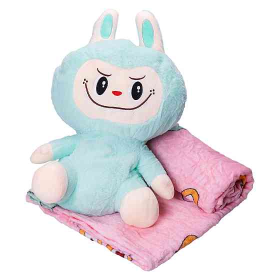 М'яка іграшка-плед, подушка 3 в 1 Лабубу 50 см М'ятна ТМ COLORFUL HOME LAB2M Київ