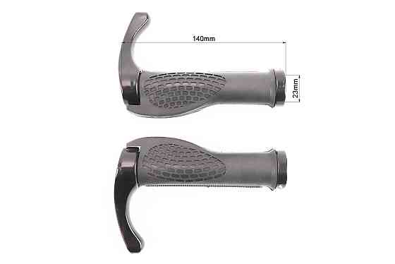 Ручки керма 140мм з затискачем Lock-On, ергономічні з ріжками, чорні Киев