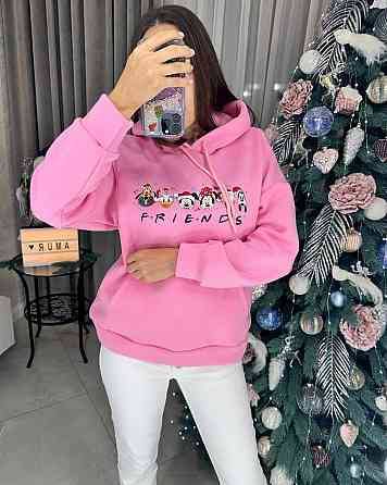 Женская теплая новогодняя худи оверсайз кроя трехнитка на флисе Одесса