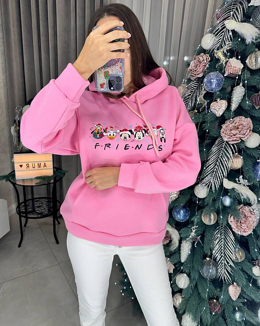 Жіноча тепла новорічна худі оверсайз крою тринитка на флісі Одеса - фото 5