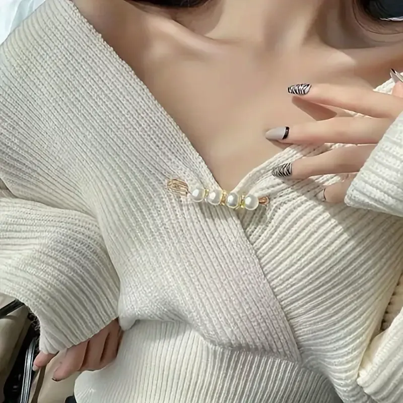 Набір брошок із перлами та кристалами 6 шт – елегантні золотисті аксесуари Київ - фото 6