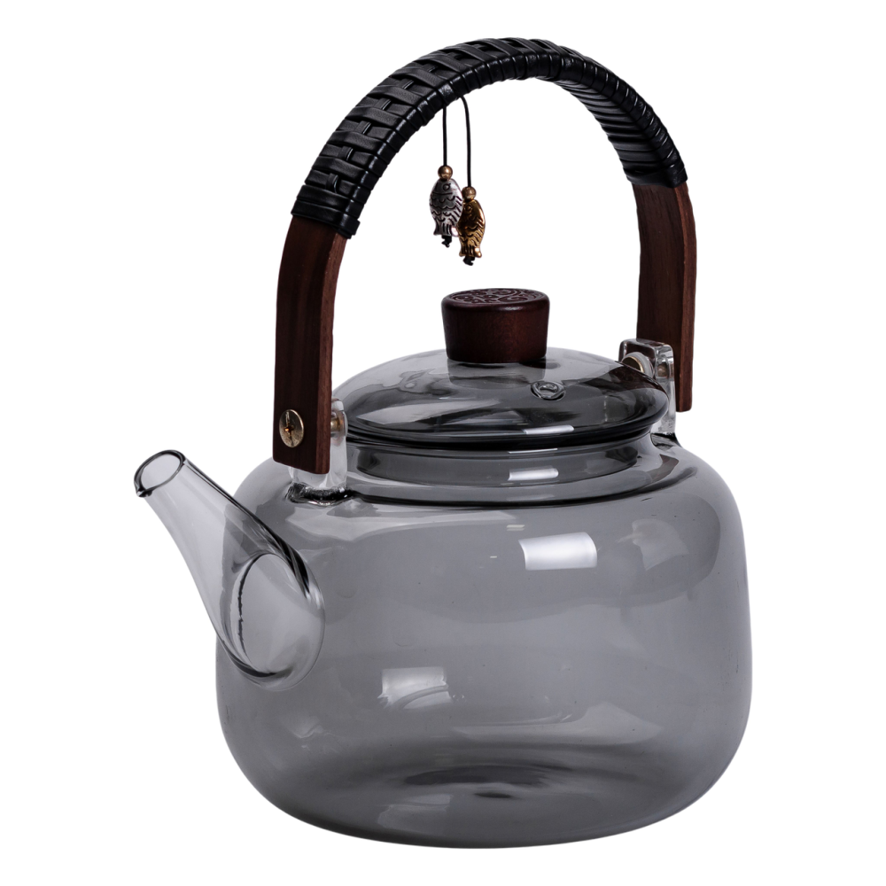 Yiwu Заварник скляний для чаю 0.8 л Заварний чайник для заварювання з дерев'яною ручкою чорний Киев - изображение 1