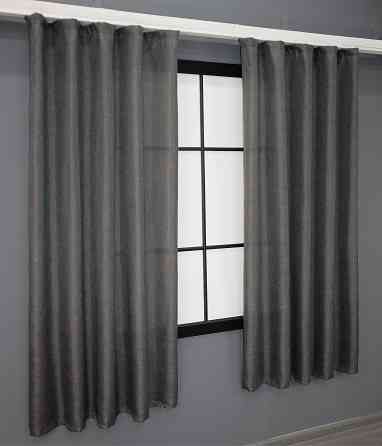Комплект коротких штор VR-Textil Лен Мешковина № 1140ш 130х170 см 2 шт Графитовый (35-0035) Киев