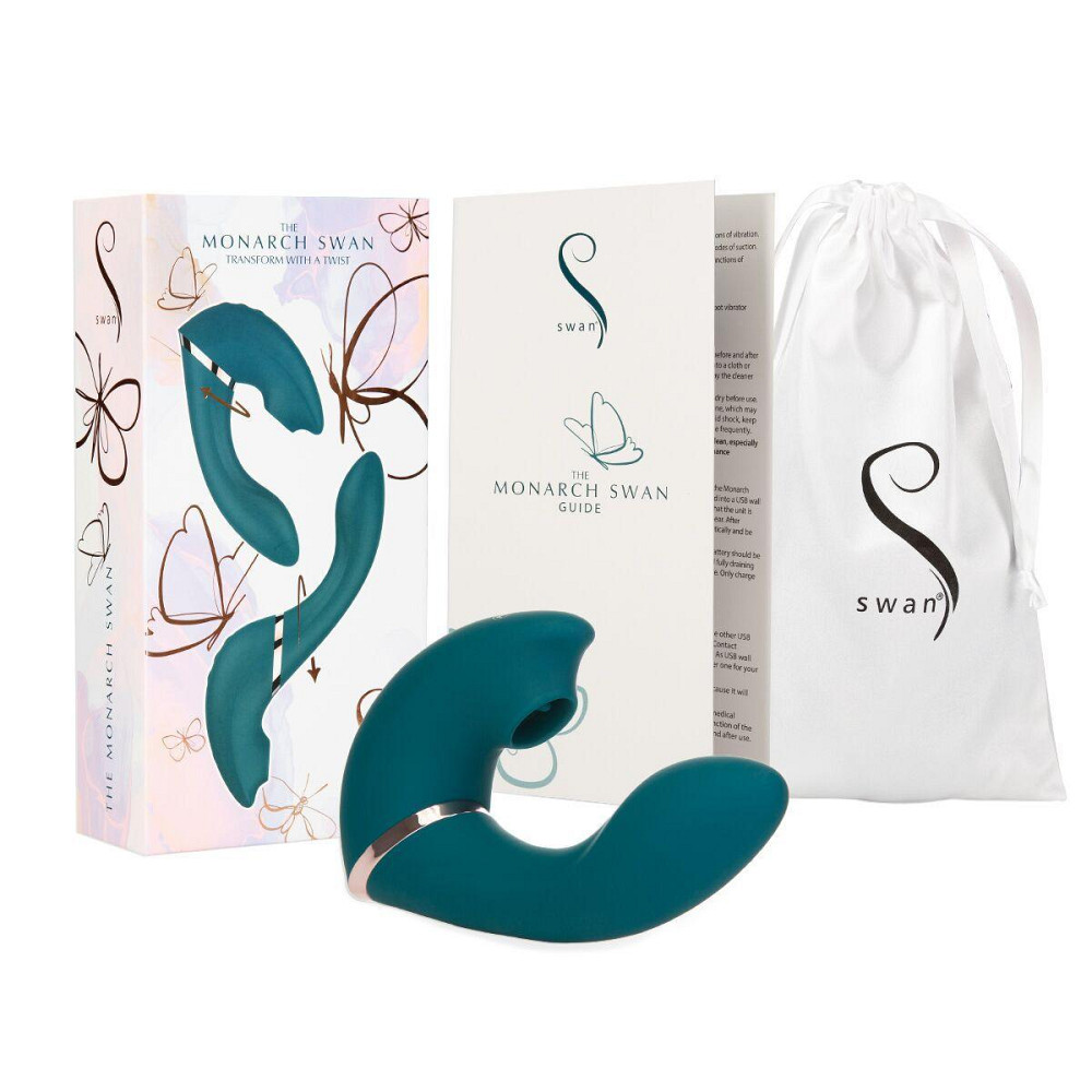 Багатофункціональний вібратор з вакуумною стимуляцією Swan The Monarch Teal Sex Aura Київ - фото 7