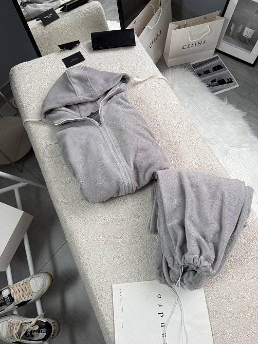 Женский теплый повседневный костюм двойка: кофта и брюки из двухстороннего флиса Серый, 42/46 Одесса - изображение 8