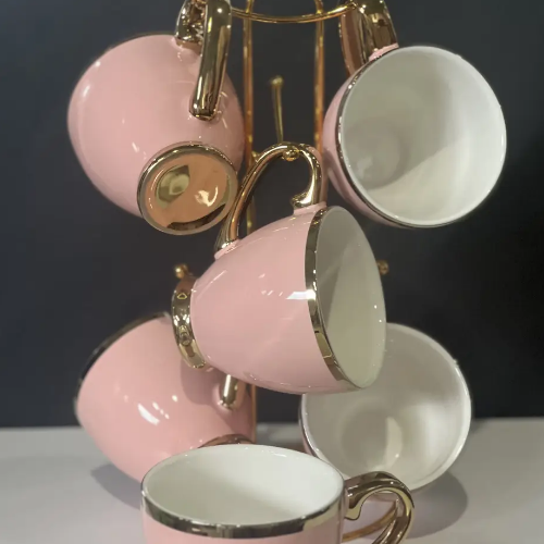 Набір чашок 6 предметів (в кольоровій коробці) порцеляна рожевий 6815-P Interos Житомир - изображение 2