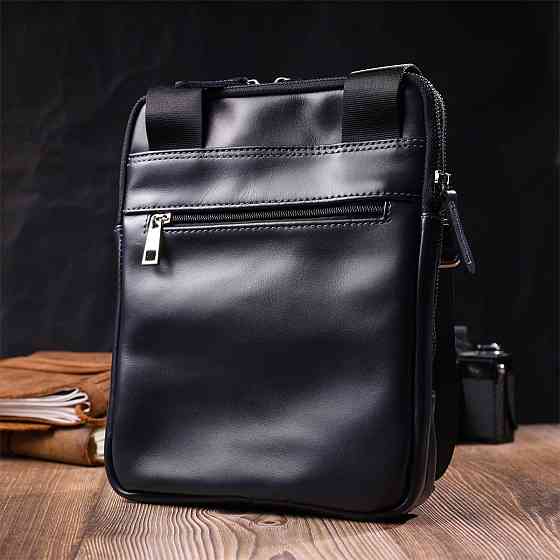 Стильная мужская сумка через плечо из натуральной кожи SHVIGEL 22142 Синяя Киев