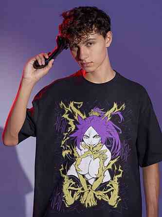 Футболка для хлопчика з аніме принтом Бліч оверсайз (зріст від 165 до 180) Чорний AnimeJ0881m Дніпро