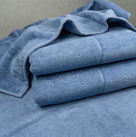 Набор полотенец велюр/махра 2шт GM Textile 50x90см, 70x140см Премиум качества Milado 550г/м2 (Синий) Сумы - изображение 6