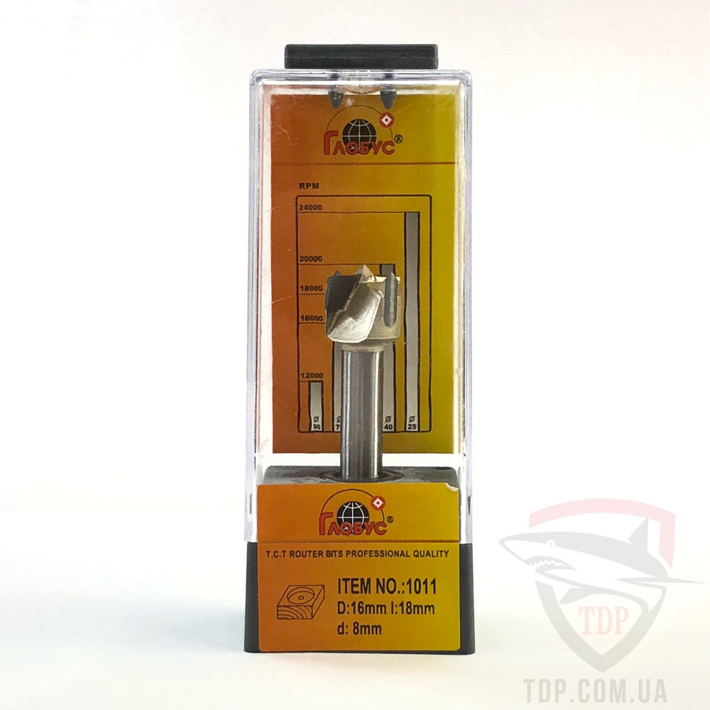 Фреза для дерева ГЛОБУС для меблевої петлі 1011 D16 h18 d8 (свердло Форстнера) Коломия - фото 3
