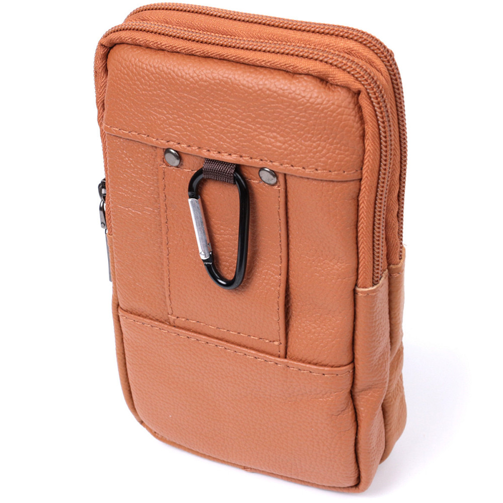 Мужская сумка на пояс на два отделения из натуральной кожи Рыжий (Vintage) Киев - изображение 6