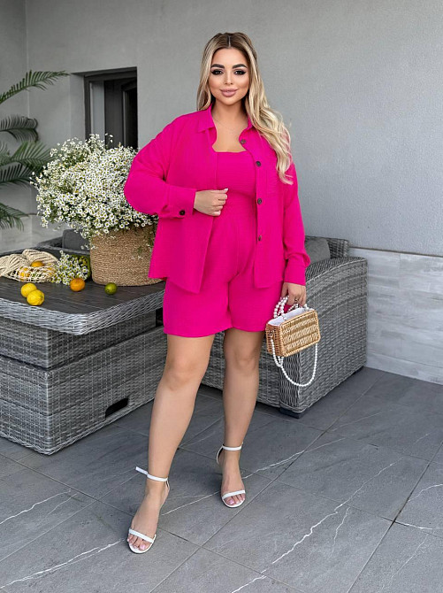 Женский базовый прогулочный летний костюм американский креп. Малина, 50/52 Одесса - изображение 1