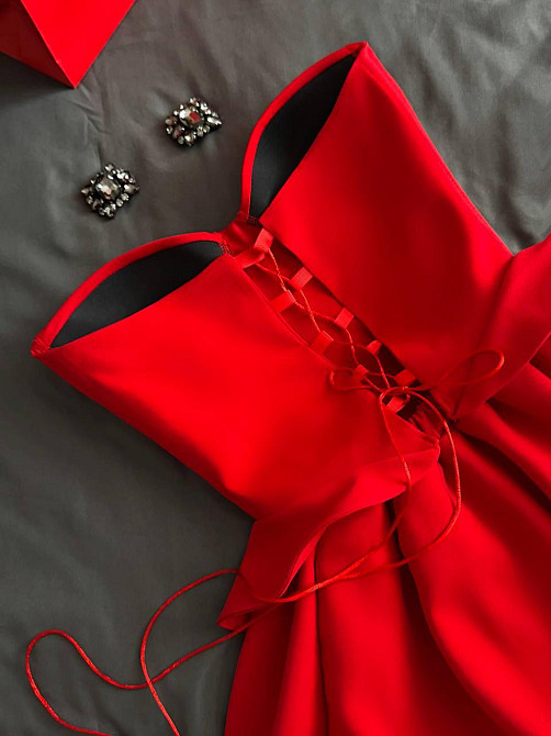 Женское романтическое платье с корсетом костюмка люкс. Красный, 44/46 Одесса - изображение 7