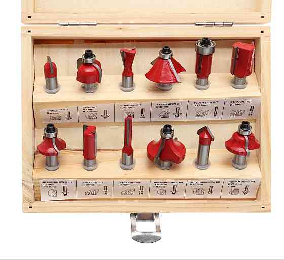 Набор фрез по дереву 12 шт в деревянном футляре Киев