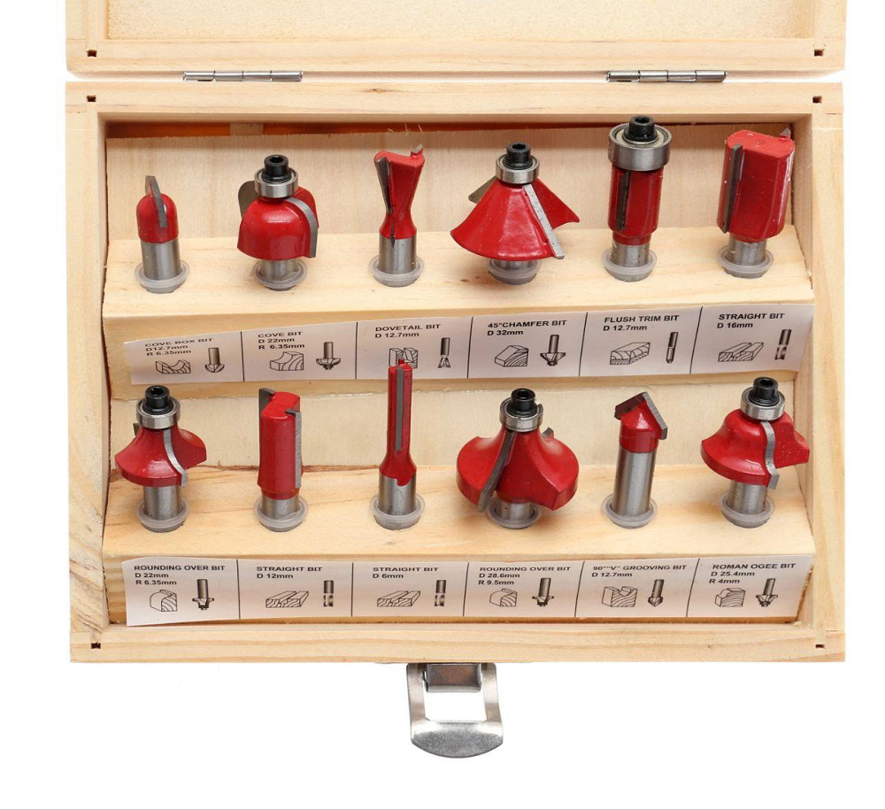 Набор фрез по дереву 12 шт в деревянном футляре Киев - изображение 4
