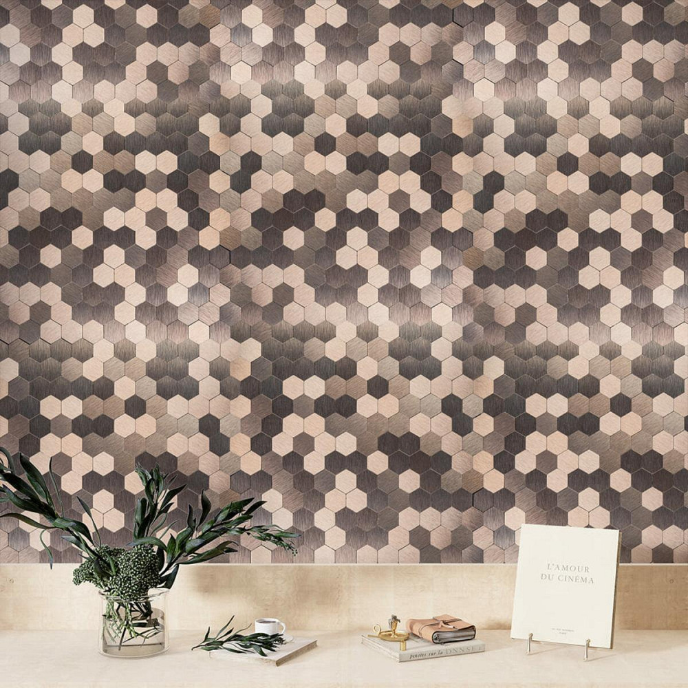 Самоклеющаяся алюминиевая плитка 300х300х3мм Мозаика розовое золото SW-00001930 (D) Киев - изображение 7