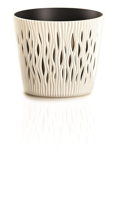 Горшок с кашпо для растений 2в1 PROSPERPLAST SANDY ROUND 3 л бежевый Киев - изображение 1