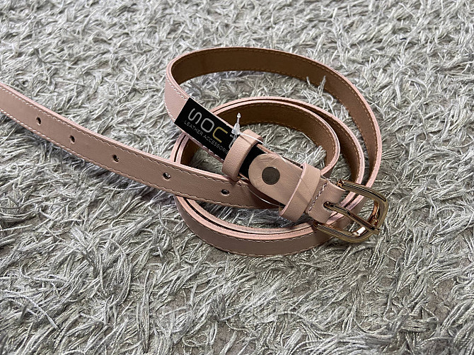 Пудровый женский ремень из натуральной кожи с классической пряжкой 20 мм PS Leather Киев - изображение 3